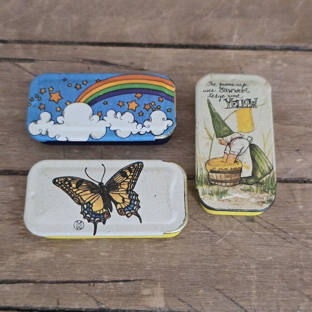 Vintage Potpourri Press 80's Metal Tin Sliding Trinket Boxes Lot of 3